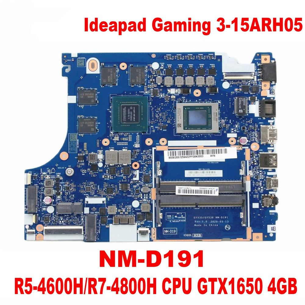 Для игр Lenovo ideapad 3 - 15ARH05 материнская плата ноутбука NM - D191 W  AMD CPU / R5 - 4600H и GPU GTX1650 4G - купить с доставкой по выгодным  ценам в интернет-магазине OZON (1268410374)