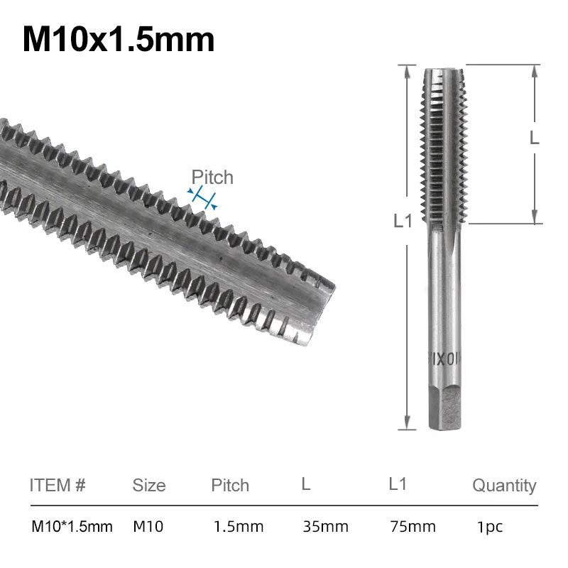 Метчики ручные М10 х 1.5 мм, 1 шт. #1