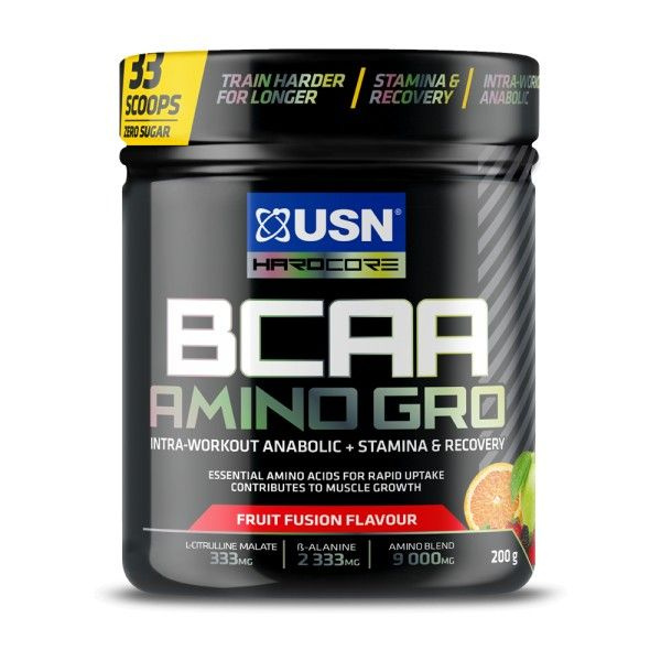 USN ВСАА AMINO-GRO Fruit Fusion БЦАА Амино-ГРО с фруктовым вкусом, порошок, 200г  #1