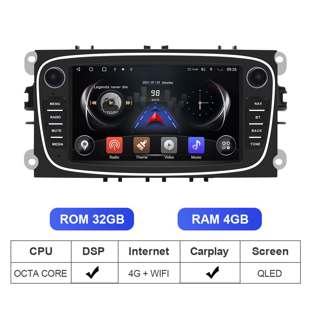 ISUDAR Автомагнитола для ФордФокус For Focus Mondeo Kuga Galaxy,Android  10,4G/32G IPS GPS Bluetooth Wifi 4G Carplay2 DIN - купить в интернет-магазине  OZON с доставкой по России (689599132)