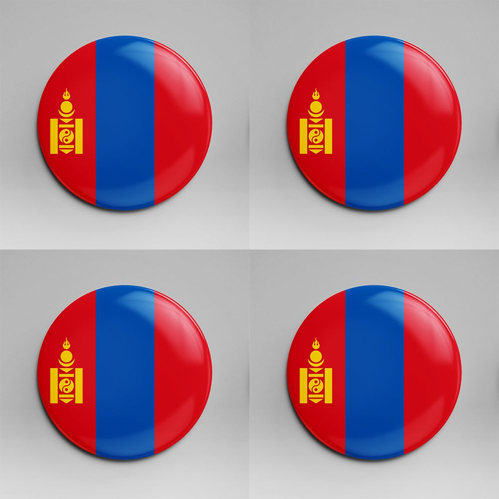 Набор из 4 магнитов 58 мм флаг Монголия #1