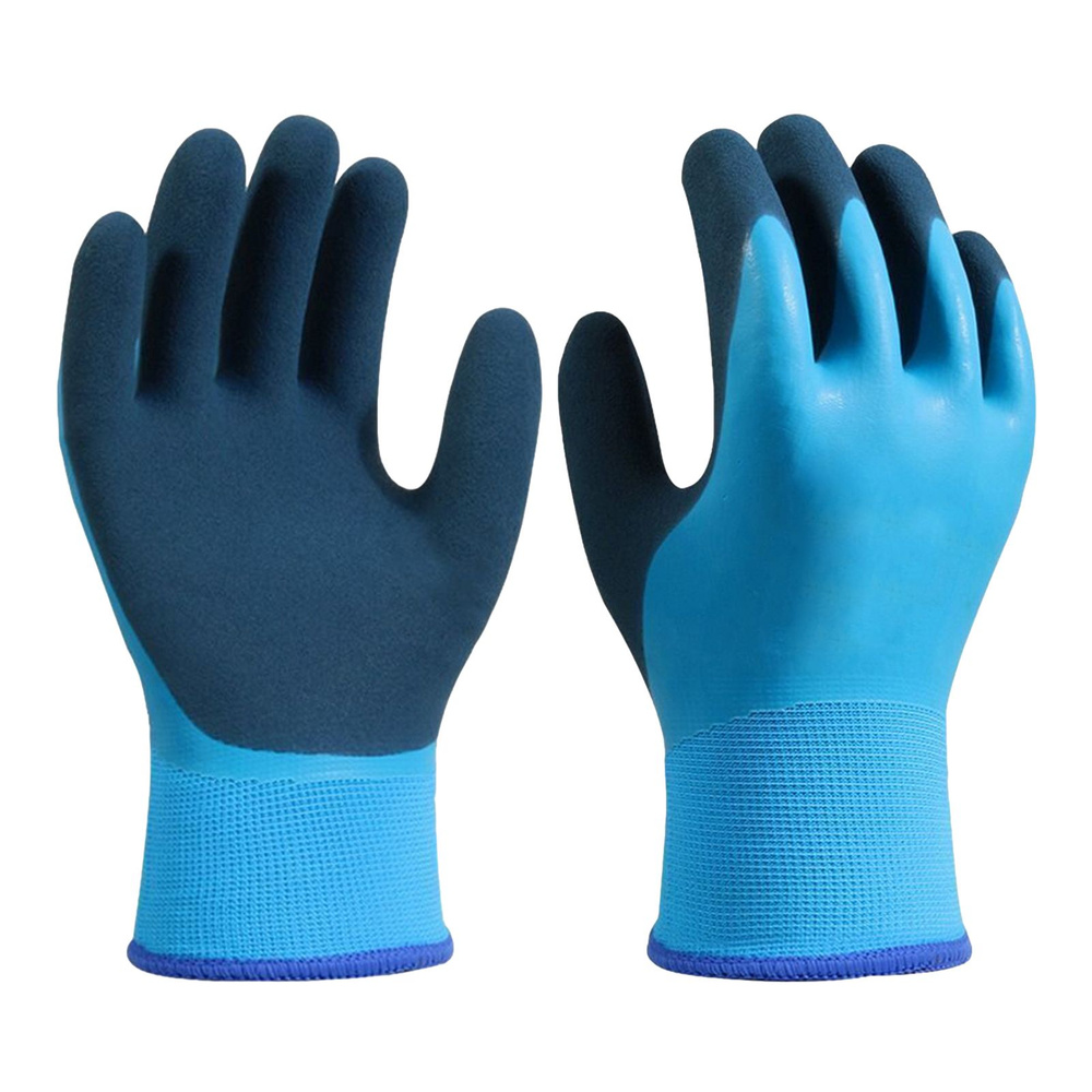 Утеплённые непромокаемые перчатки для зимней рыбалки и охоты синие -35 .