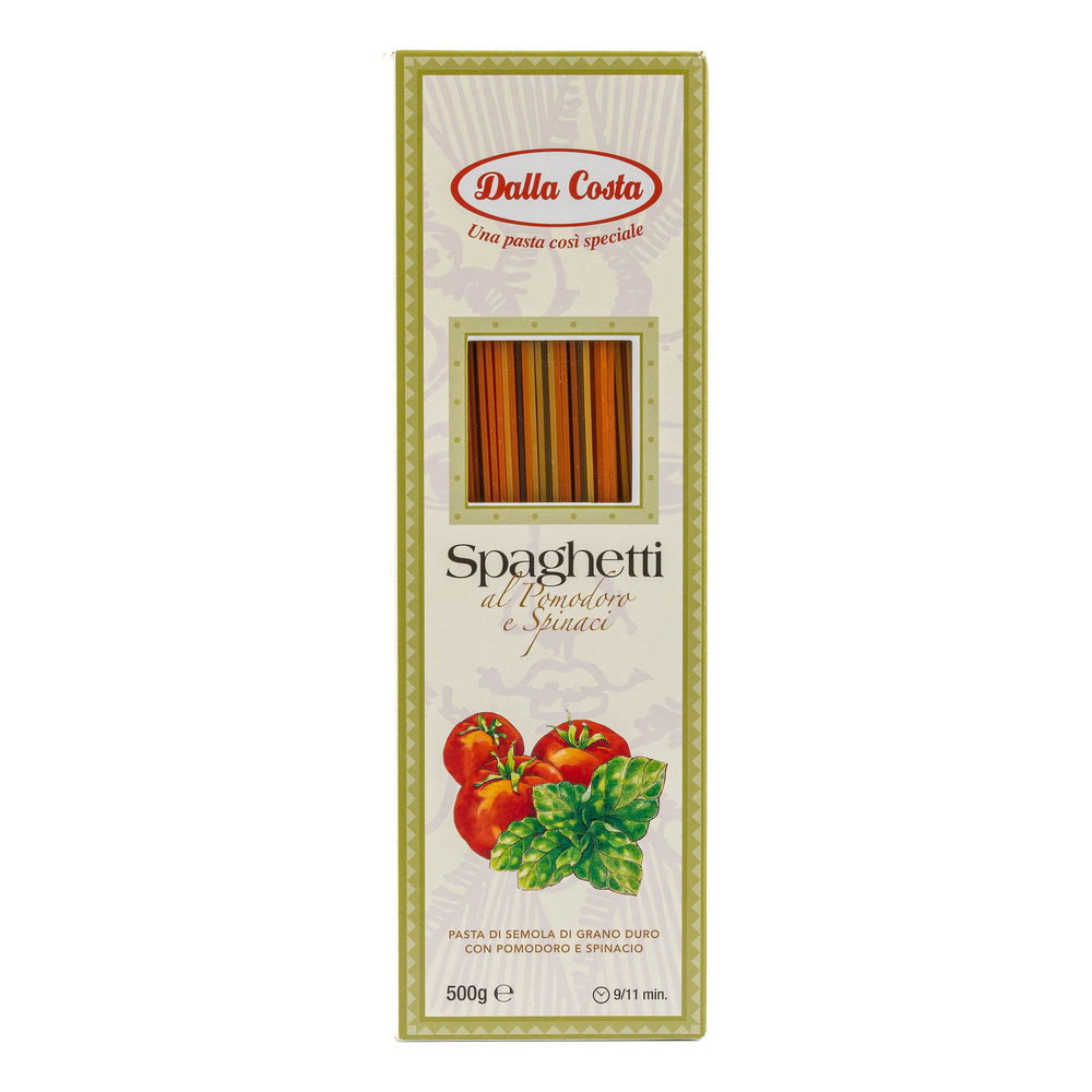 Спагетти Dalla Costa со шпинатом и томатами, 500г #1