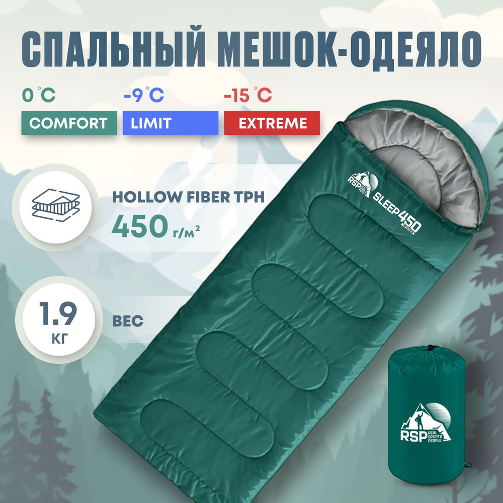 Спальный мешок RSP SLEEP 450 R RipStop 2024 (220*75 см., молния справа) -  купить с доставкой по выгодным ценам в интернет-магазине OZON (1306188336)