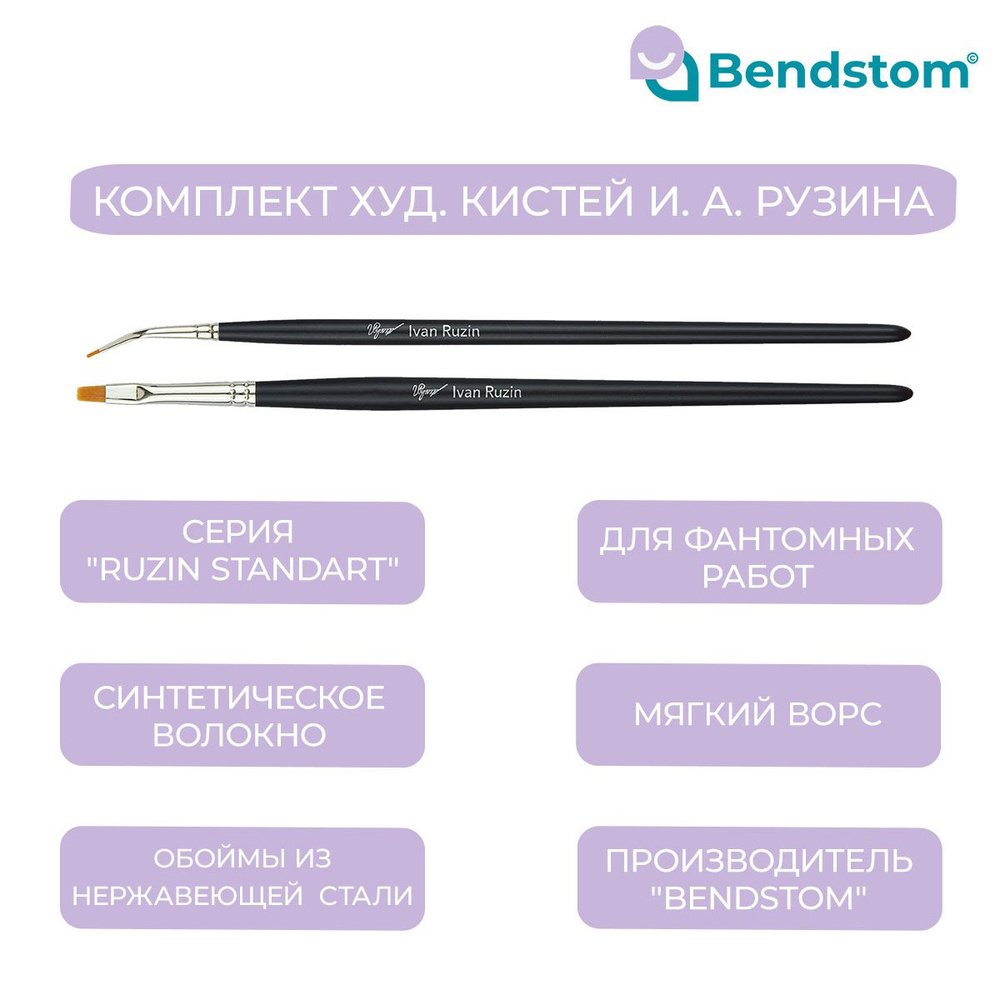 Bendstom Кисть для рисования Фигурная №00, 4, 2 шт. #1