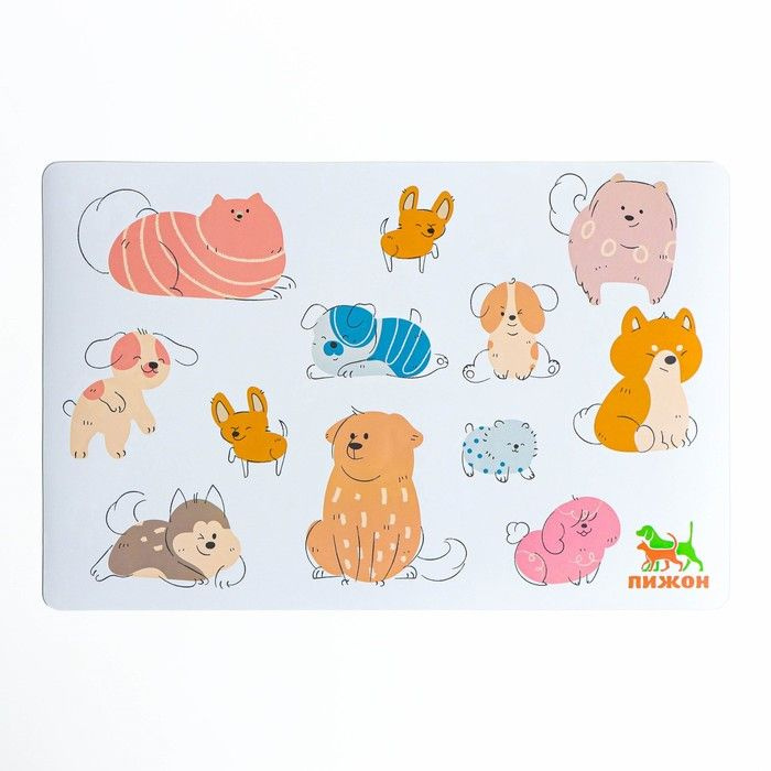 Коврик под миску "Пижон" с нескользящим основанием 43 х 28 см "Собаки ...