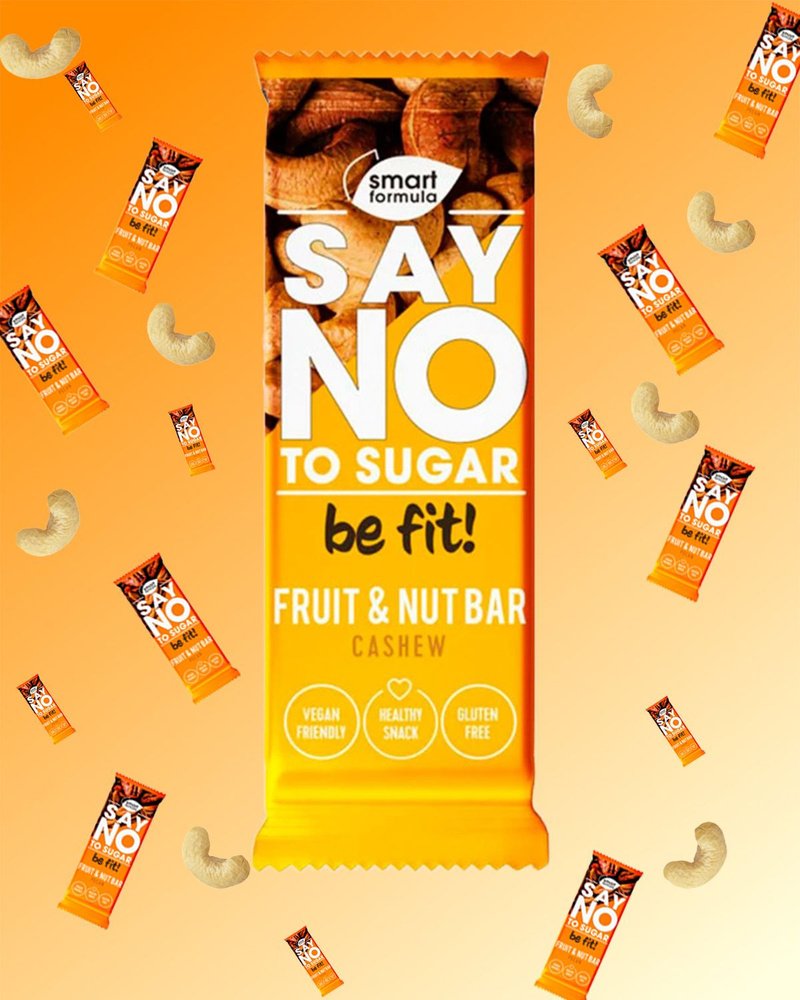 Батончик Smart Formula, say no sugar, фруктово-ореховый батончики Кешью,  40г по 15 шт. 600г - купить с доставкой по выгодным ценам в  интернет-магазине OZON (884302459)