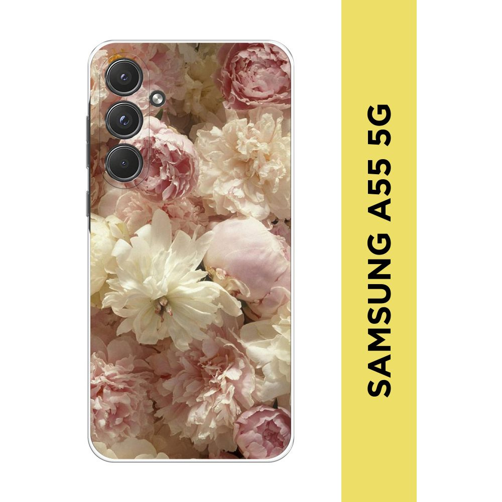 Силиконовый чехол на Samsung Galaxy A55 5G / Самсунг А55 5G "Пионы ...