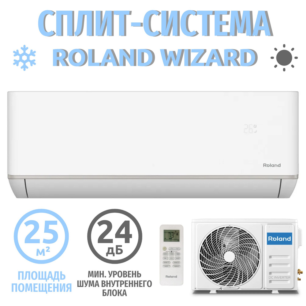 Сплит система кондиционер на 25 кв м Roland WIZARD RD-WZ09HSS