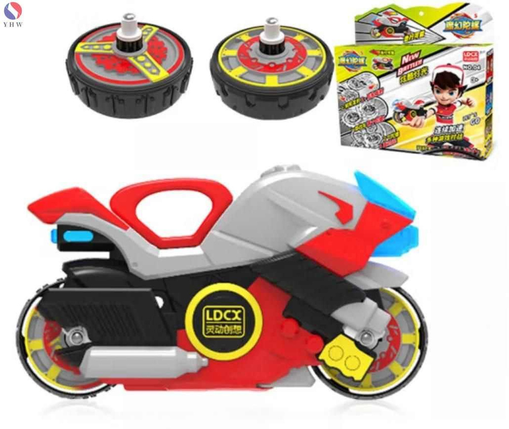 Боевой мотоцикл MOTO FIGHTERS с волчком,Светящийся Звуковой ...