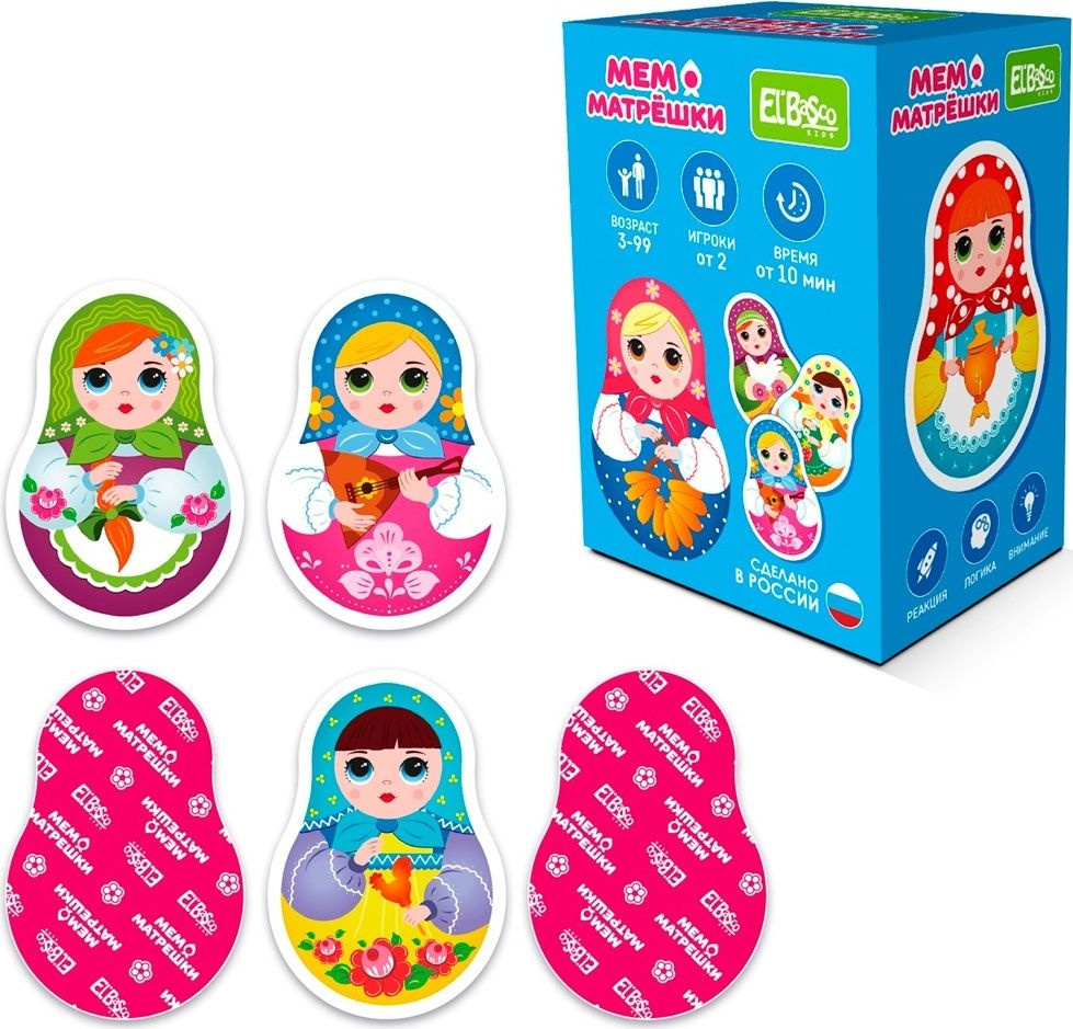 Настольная игра для детей Мемо El'BascoKids / Ел'БаскоКидс Матрёшки, 32 ...