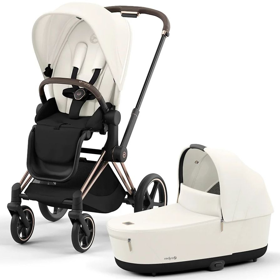 Универсальная коляска 2 в 1 Cybex Priam IV, цвет Off White светло-бежевый на шасси Rosegold, с рождения #1