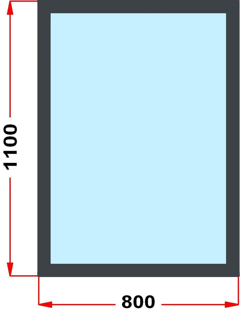 Окно пластиковое, профиль 60 мм (1100 x 800) , не открывающееся, стеклопакет 2 стекла, темно-серое снаружи, #1