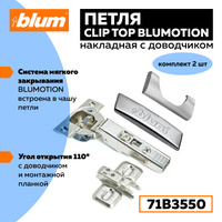 Clip top blumotion накладная петля мебельная 155гр