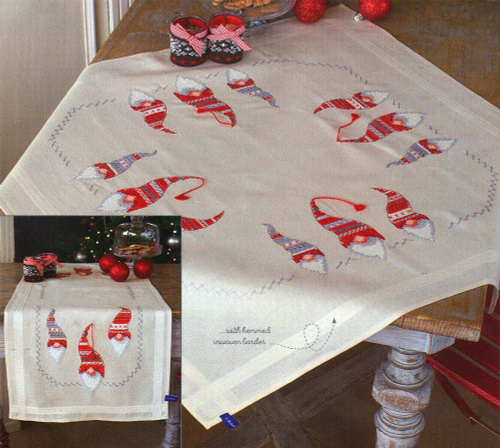 Набор для вышивки Vervaco "PN-0155966 Рождественские гномы" / Печатный крест / Зимняя сказка, Новый год, #1