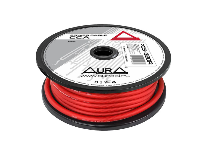 Силовой кабель 4GA(20 мм2), 10 метров, AURA PCS-320R, для усилителя ...