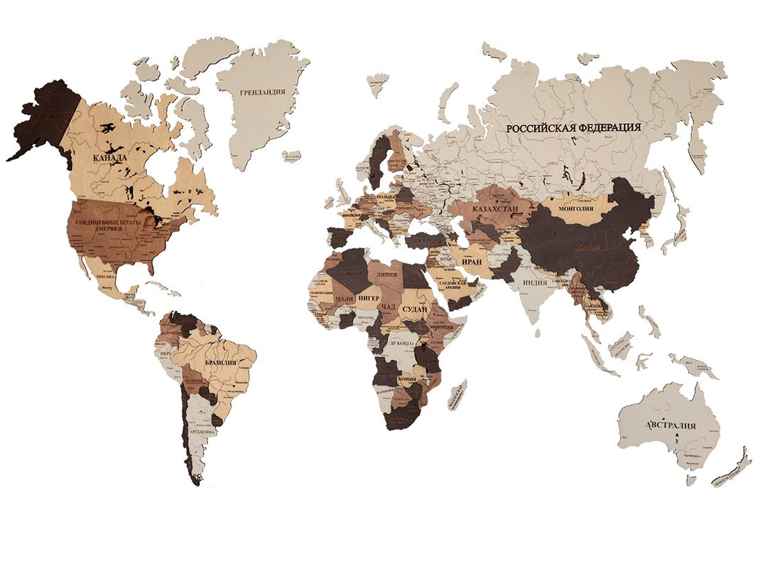 Карта Мира из дерева настенная Стоун Форест бренда МастерКарт.
