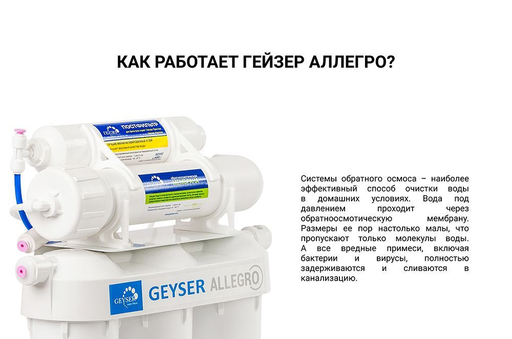 Система обратного осмоса Гейзер-Аллегро (с краном), арт.20036 - купить ...