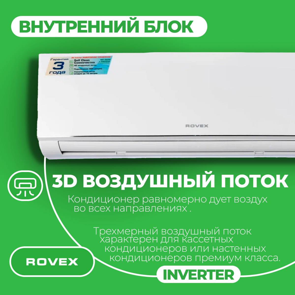 Сплит система Rovex RS-18CBS4 ИНВЕРТОР Кондиционер Rovex MEGAPOLIS ...
