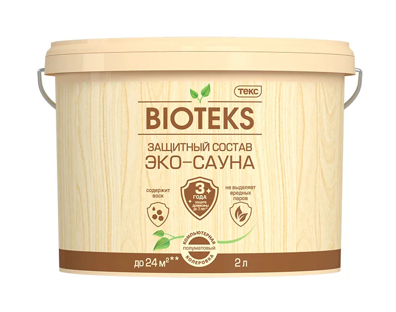 Защитный состав Текс Эко-Сауна BIOTEKS AD полуматовый 2,0л, 2 л