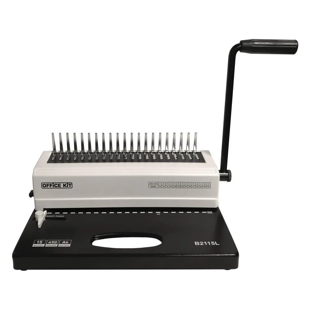 Брошюратор на пластиковую пружину Office Kit B2115L, формат А4, перфорация 15 листов, переплёт 450 листов, диаметр пружины 4,5-51 мм, вариант, фото 2