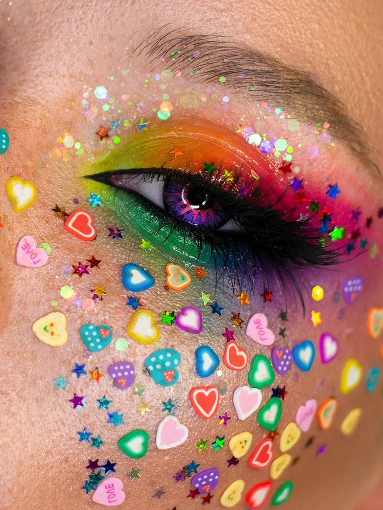 Queridos Glitters Глиттер Гель. Блёстки для лица и тела. Цвет "Звёзды РейнбоуДэш" 3 мл., 3 мл, фото 4
