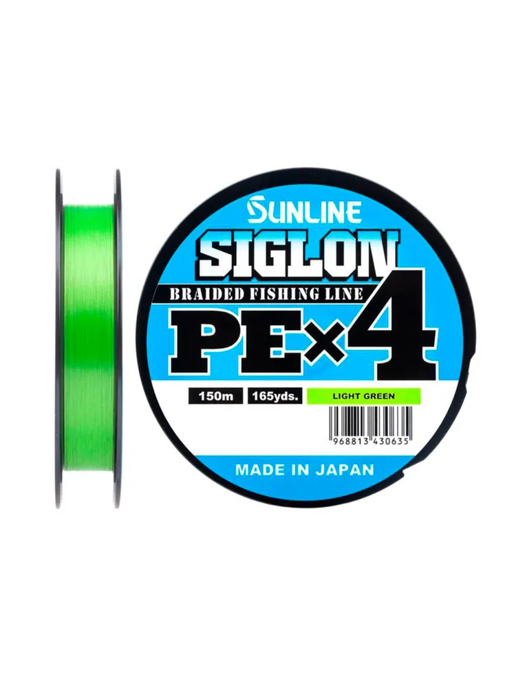 Шнур для рыбалки плетёный Sunline SIGLON PEx4 Light Green 150m #1.2/20lb, салатовый, 4х жильный, сверхчувствительный с силиконовым покрытием. Япония, зеленый, фото 3