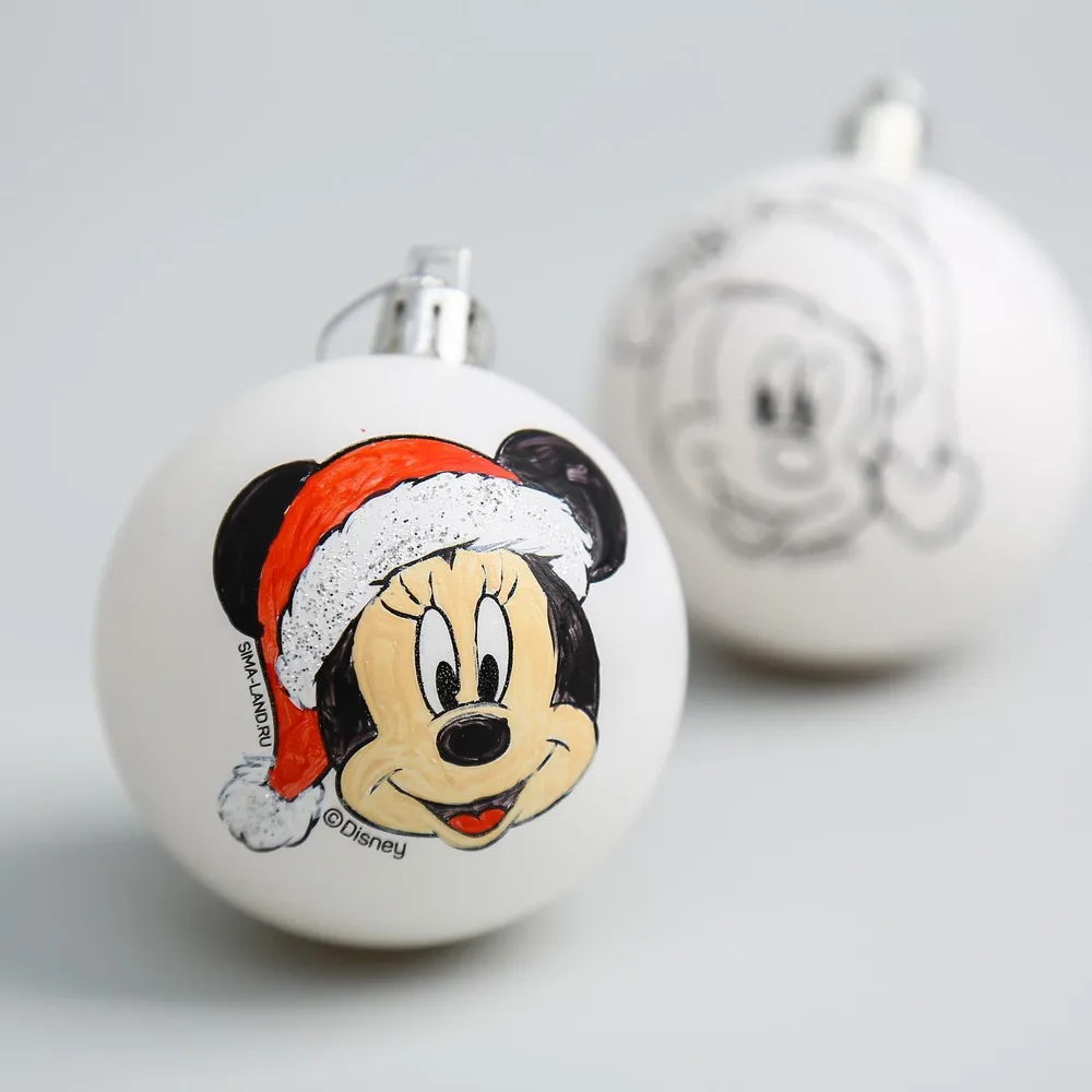 Набор для творчества Disney Микки Маус и друзья, новогодний шар для декорирования, елочная игрушка с красками, набор 2 штуки