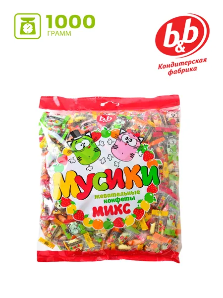 "Мусики" (микс) конфеты жевательные 1000гр, 1 кг, фото 2