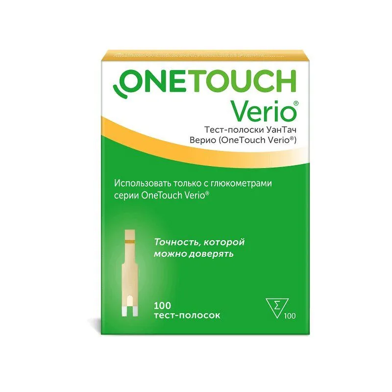 OneTouch Verio Тест-полоски для глюкометра 100 шт, 100 шт