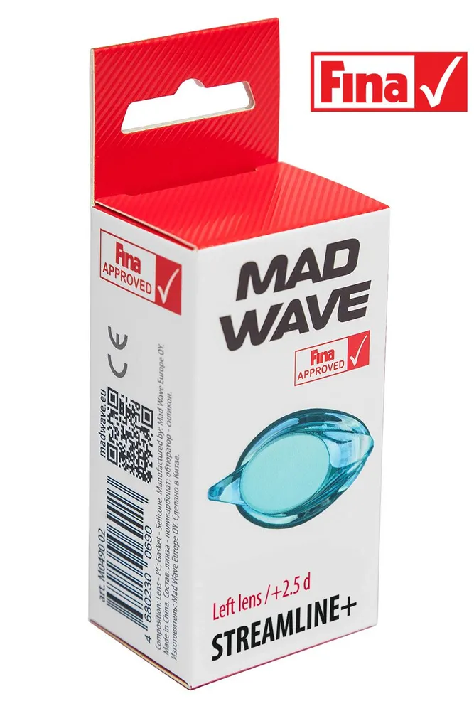 Линза +2.0 (левая) прозрачная Mad Wave Streamline+ left M0490 01 D L8W, прозрачный, фото 4