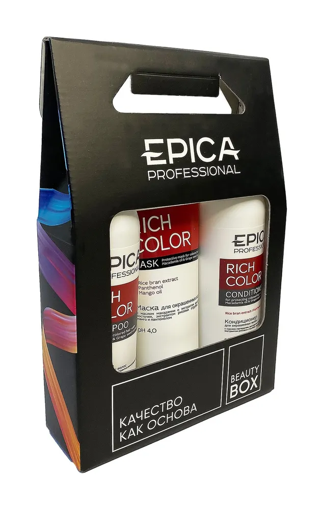 EPICA PROFESSIONAL Набор для волос Rich Color (Шампунь 300 мл + Кондиционер 300 мл + Маска 250 мл), 300 мл, 300 мл, фото 3