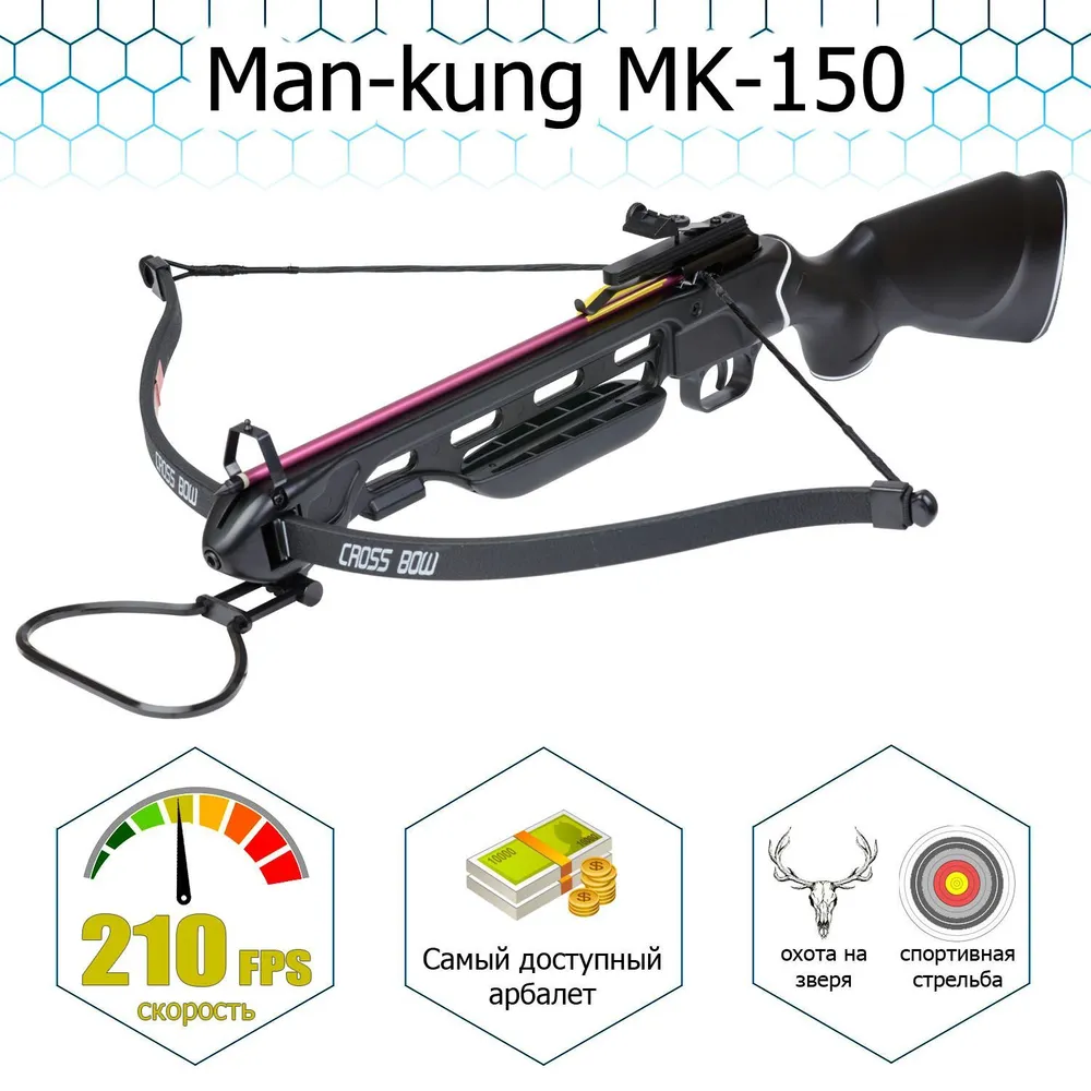 Арбалет рекурсивный Man Kung - MK 150A1PBR (приклад - пластик, черный, 2 стрелы), черный