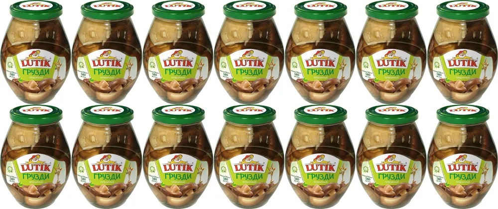 Грузди Lutic отборные маринованные, комплект: 14 упаковок по 580 г, 580 г