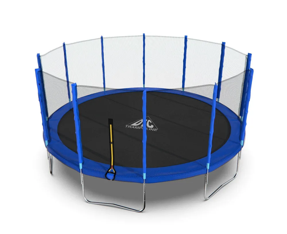Каркасный батут DFC Trampoline Fitness 16ft с внешней защитной сеткой, для детей и взрослых, для улицы дома, детский спортивный комплекс, диаметр 4,88 м до 150 кг, синий (два короба), 4,88 м, 150 кг, фото 2