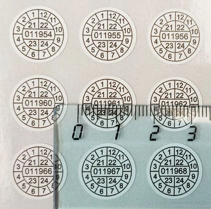 Гарантийная пломба наклейка расслаивающаяся (Foamtac), d15, 54шт., 54 шт, фото 4