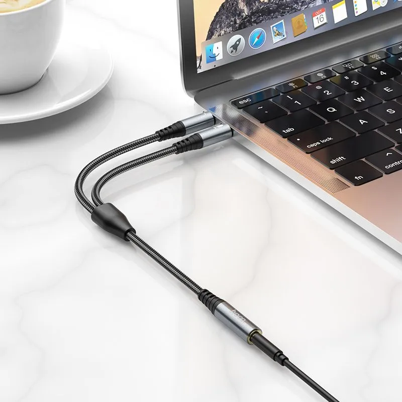 Аудиоразветвитель AUX 3.5 мм, переходник для наушников и микрофона, Mini Jack, сплиттер для ПК, ноутбука, гарнитуры Hoco UPA21, вариант, фото 6