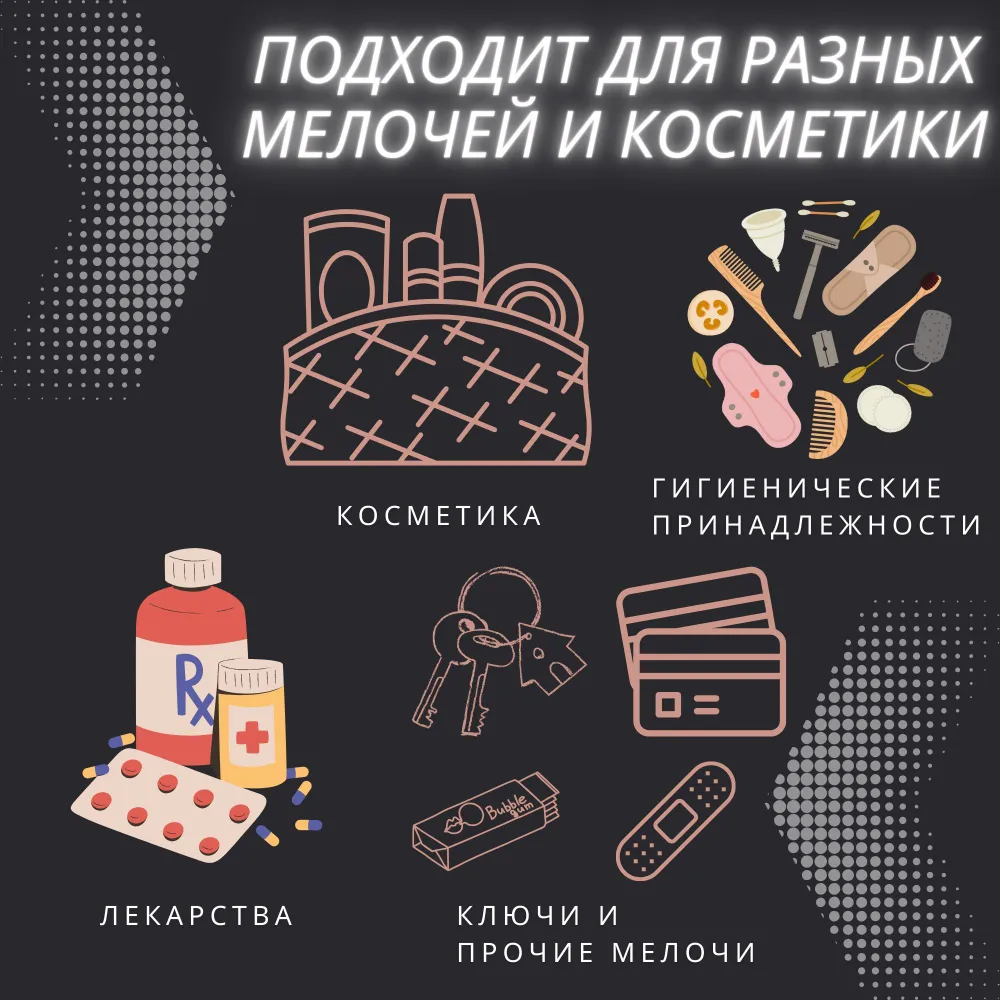 Косметичка непромокаемая маленькая в сумку для косметики, прокладок и лекарств S Зеленая, зеленый, фото 2