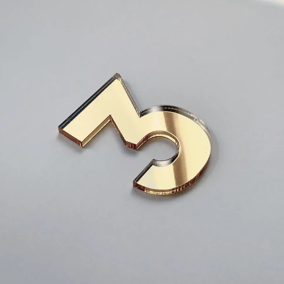 Зеркальные арабские цифры EPOXYMASTER Черные, 3см, золотой, фото 3