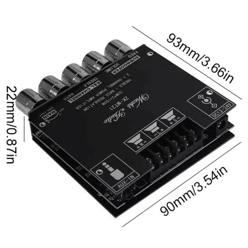 Усилитель звука MT21, 2.1-канальный, Bluetooth/AUX, цифровой, мощный модуль для акустики 20-100 Вт