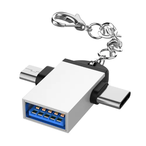 2 в 1 OTG адаптер USB 3.0 на Type C и Micro USB, алюминиевый корпус, для смартфонов Android, 2 шт, с