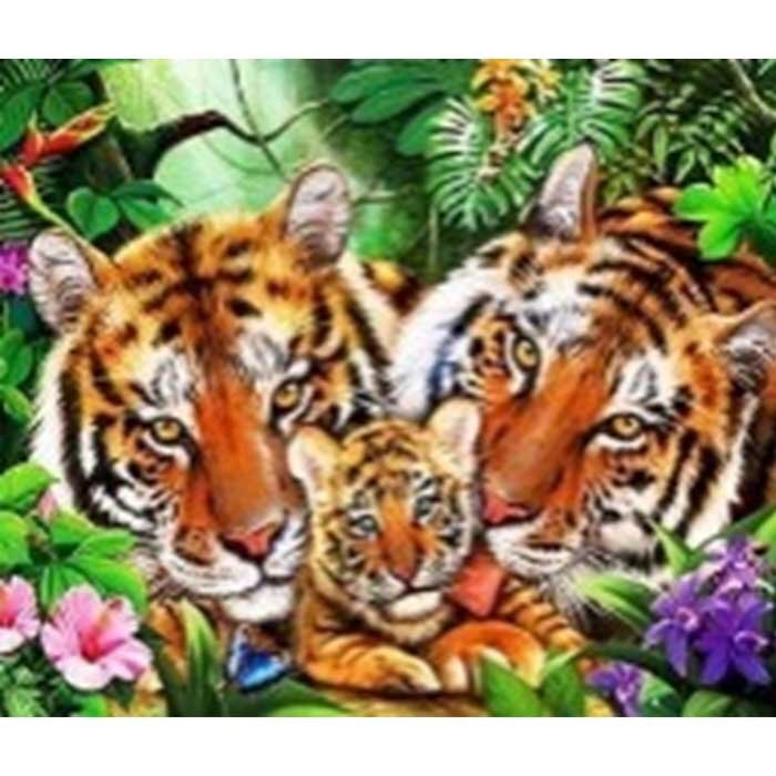 Алмазная мозаика на подрамнике 40x50. Тигр,полное заполнение.