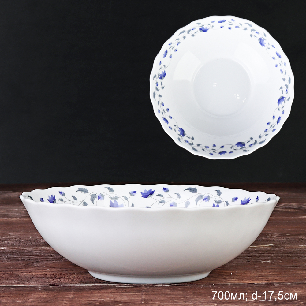 Салатник WHITE LILY Васильки , 700 и 175 мл, голубой, стеклокерамика Салатник WHITE LILY Васильки , 700 и 175 мл, голубой, стеклокерамика