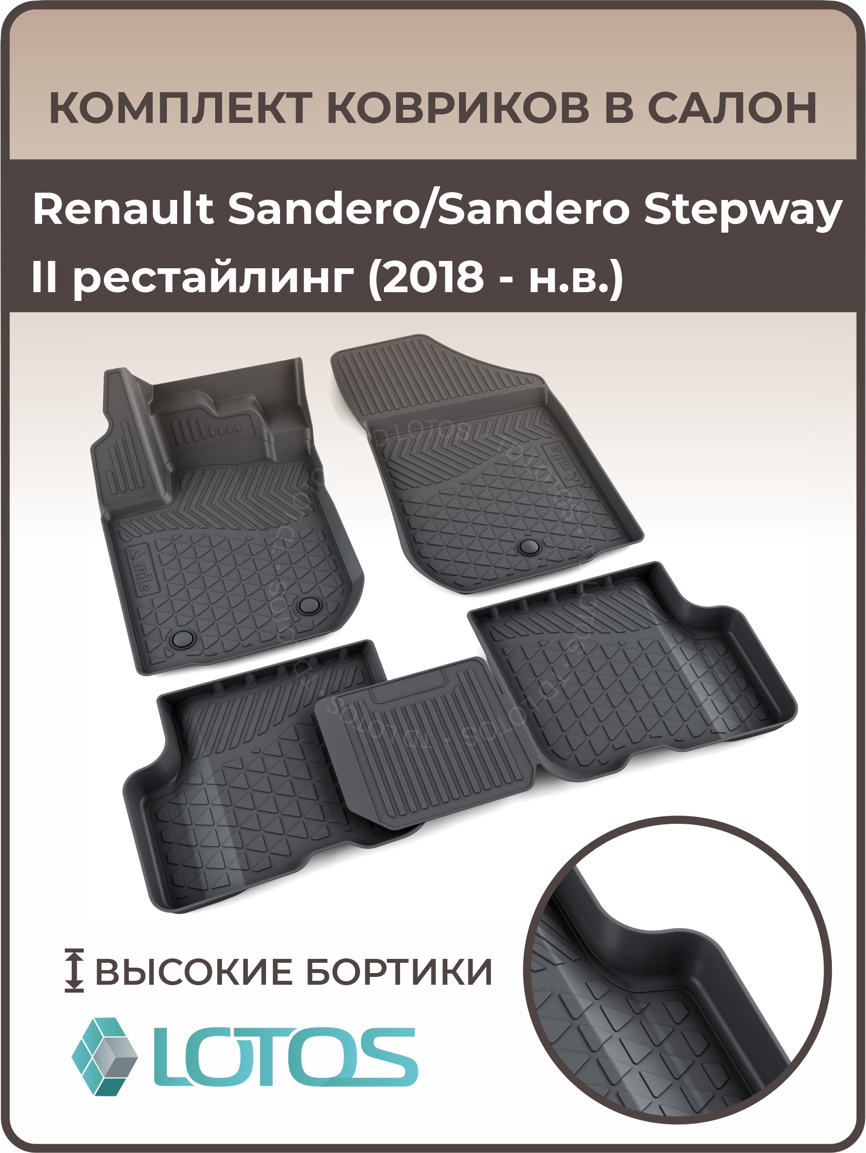 Коврики салона Sandero г.Наб.Челны (резиновые)