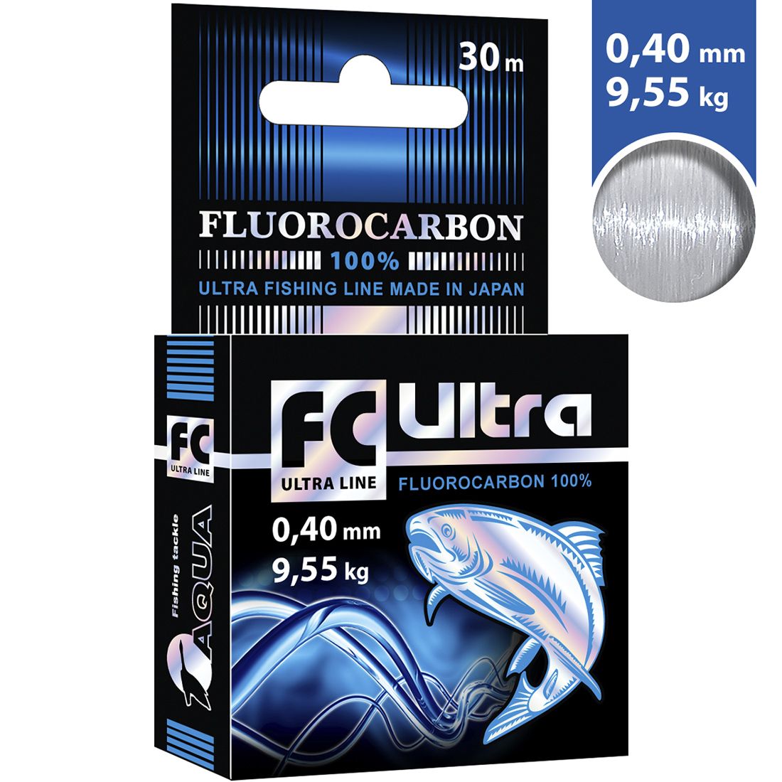 ЛескаAQUAFCUltraFluorocarbon30м0,40ммпрозрачный