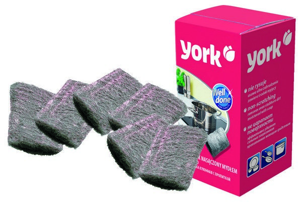 ГубкаYorkдлямытьяпосудыметаллическаяспропиткой,мочалкакухонная,6шт.