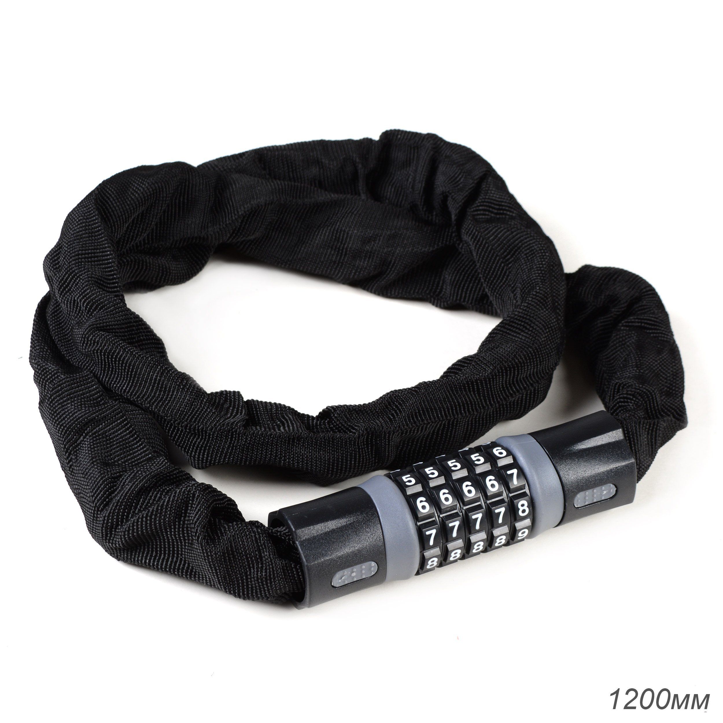 Замок кодовый R-LOCK CHAIN, 5 разрядов, 1200мм, чёрно-серый