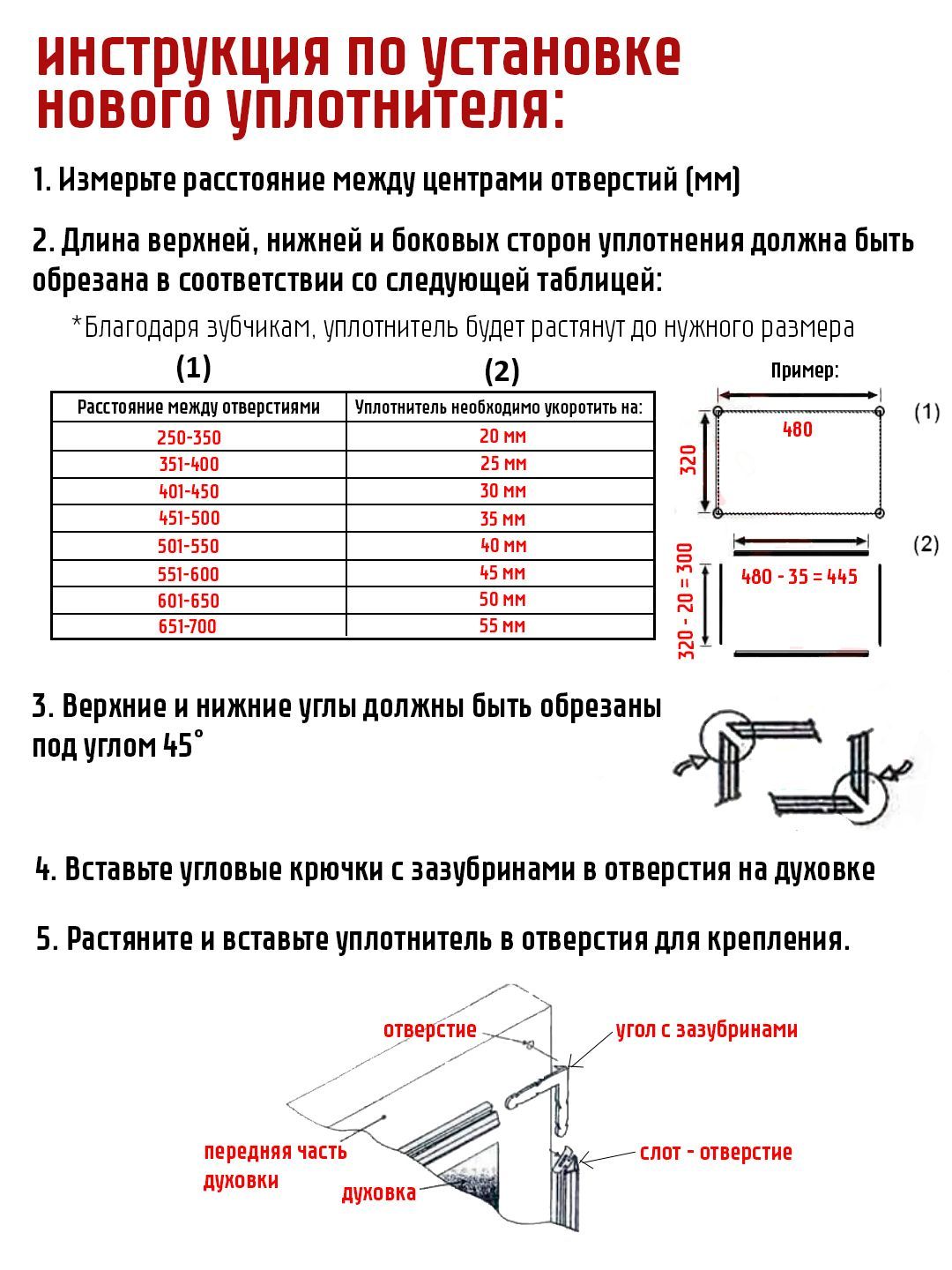 Универсальная уплотнительная резинка двери для духового шкафа длина 3000мм