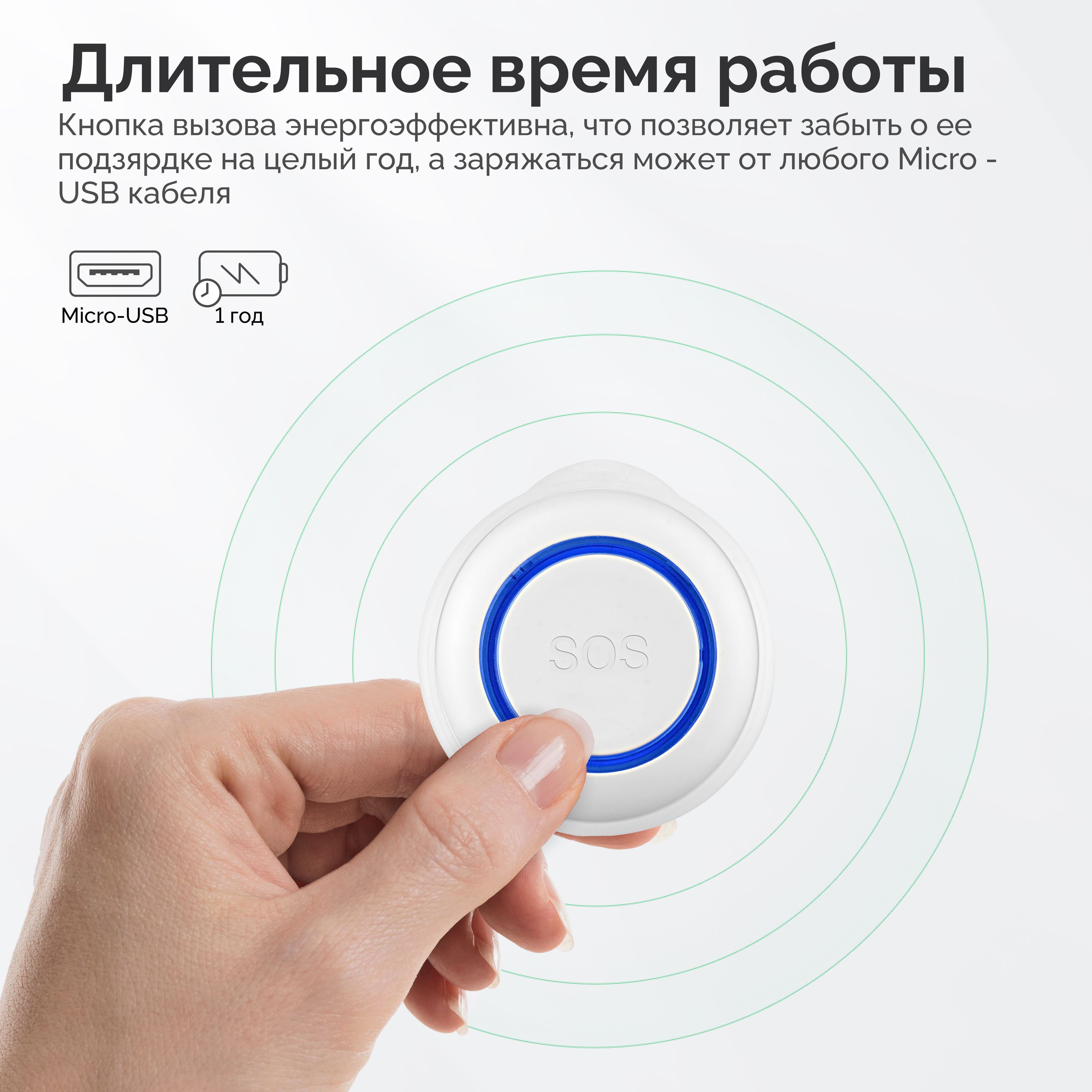 Кнопка вызова персонала Kromix K22E57, белый, с Wi-Fi для умного дома ...
