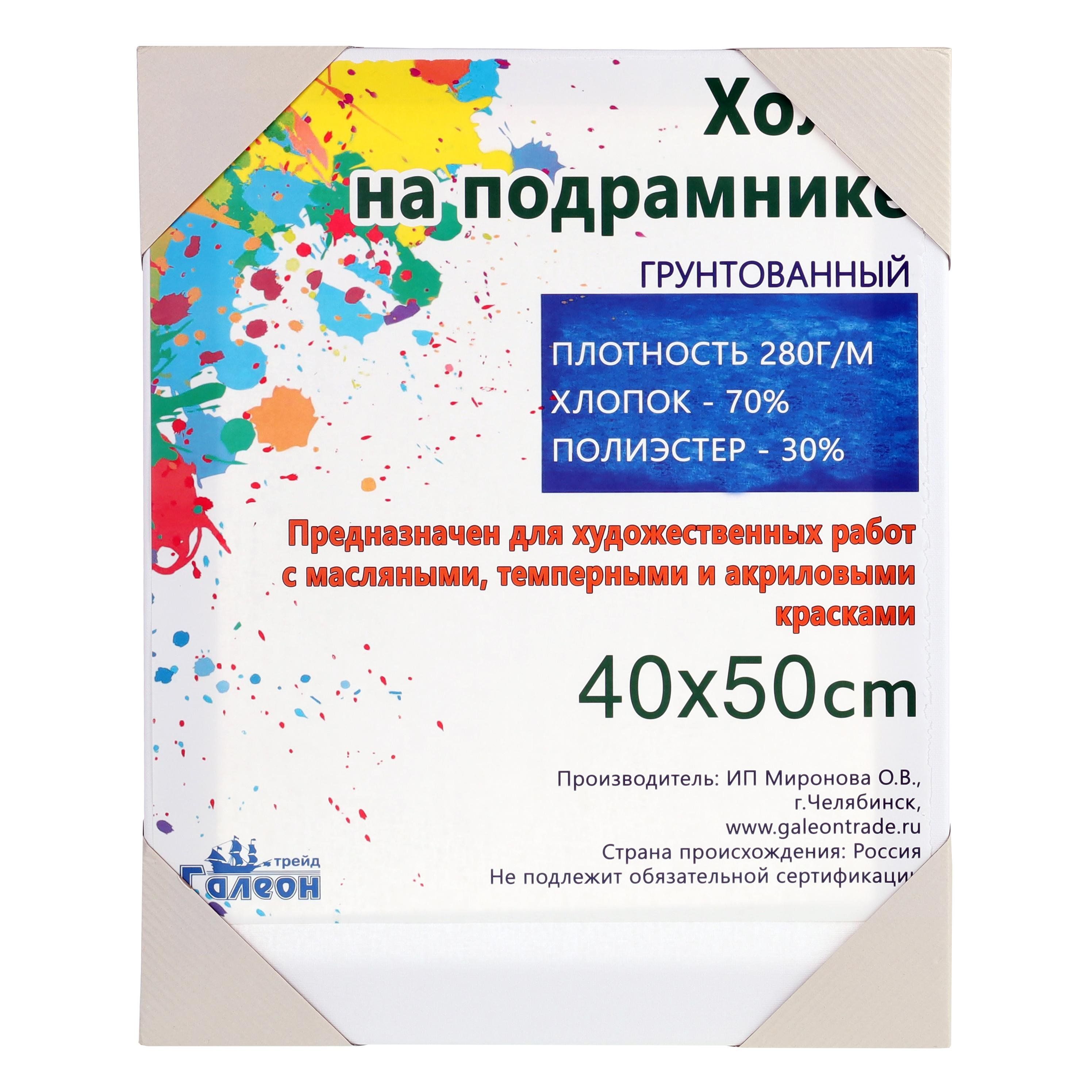 Холст 40х50 см, грунтованный на подрамнике, для рисования Холст 40х50 см, грунтованный на подрамнике, для рисования